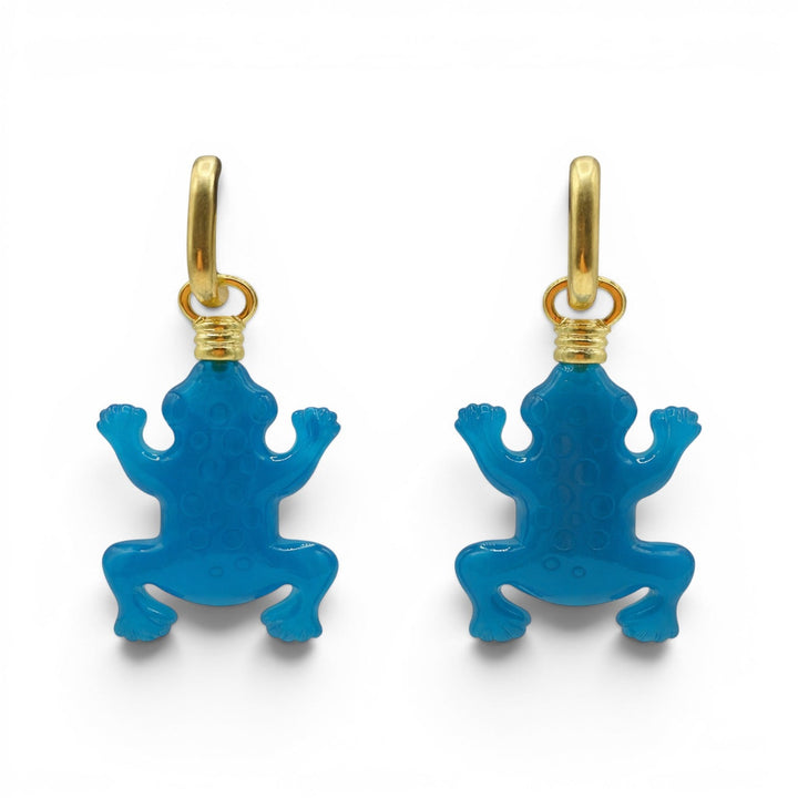 Frog Blue Resin Drop Earrings