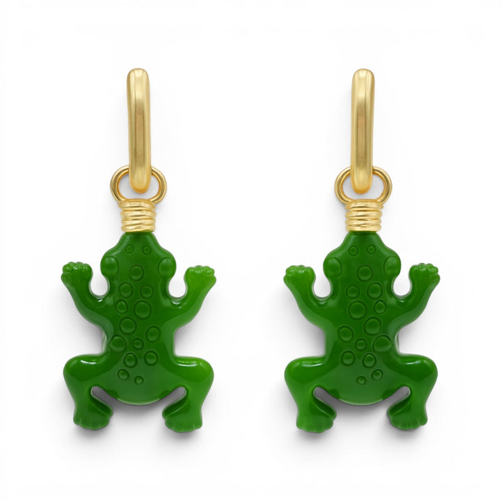 Frog Green Resin Drop Earrings