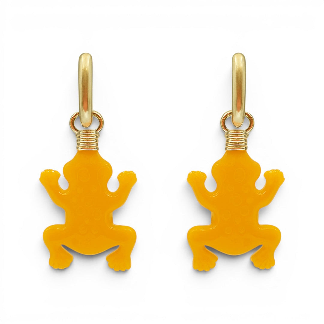 Frog Ochre Resin Drop Earrings