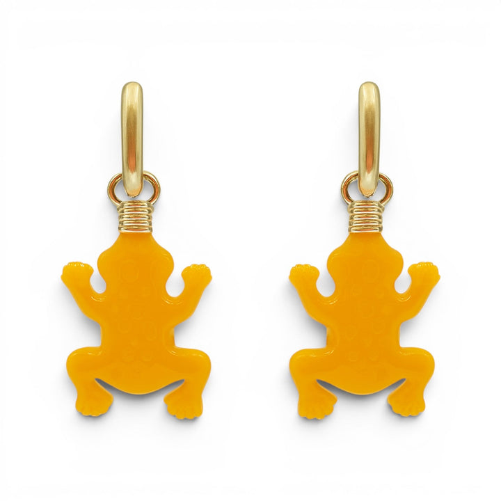 Frog Ochre Resin Drop Earrings