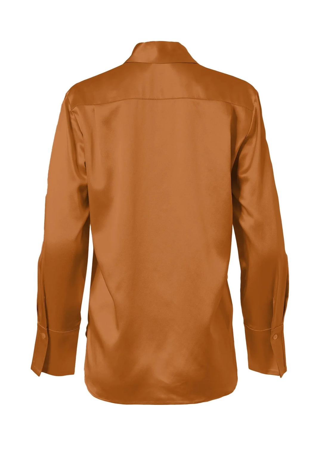 Full Cut Sateen Button Down Blouse In Copper