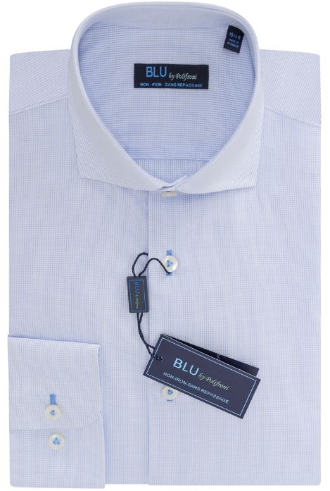 Blu Polifroni 100% Cotton Prato Dress Shirt 16 / 32/33 / Blue Check