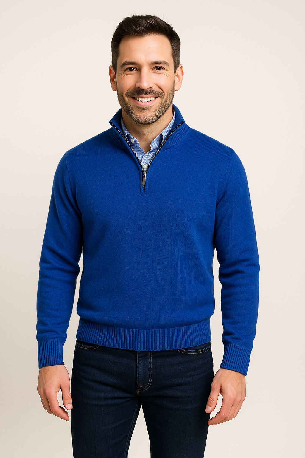 Cashmere Blend Quarter-Zip Pullover Sweater