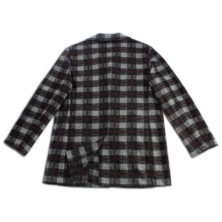 Midnight Burgundy Buffalo Check Wool Coat