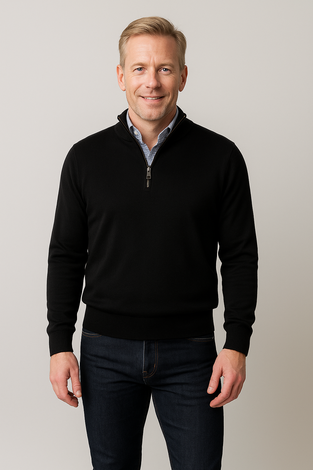 Massoti merino wool quarter-zip sweater in black