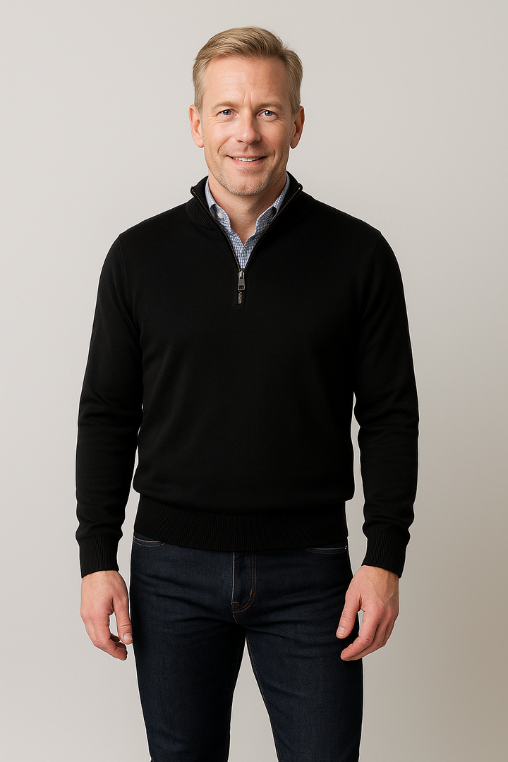 Massoti merino wool quarter-zip sweater in black