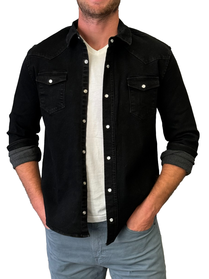 Men's Super Stretch Snap Overshirt - Jet Black