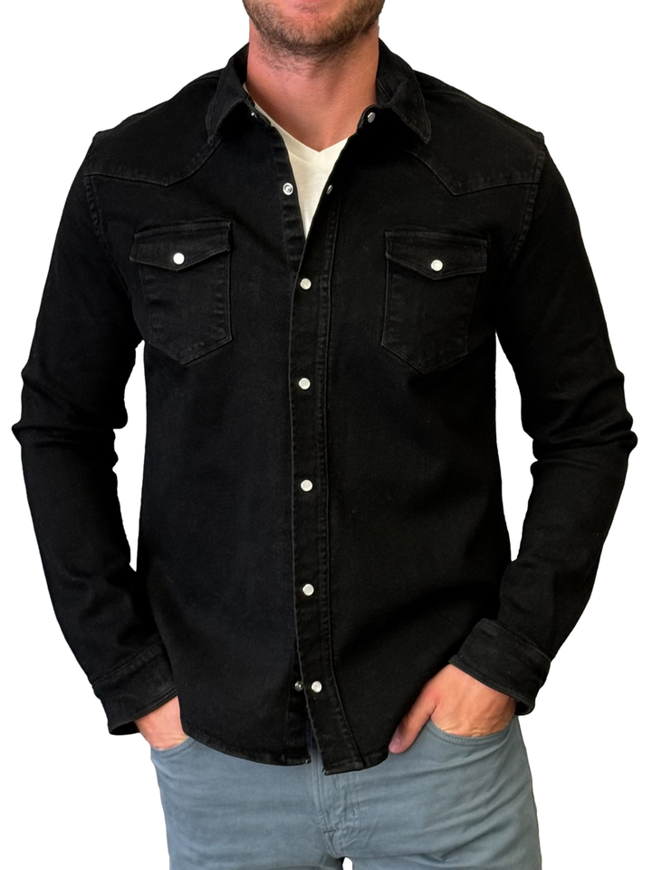 Men's Super Stretch Snap Overshirt - Jet Black