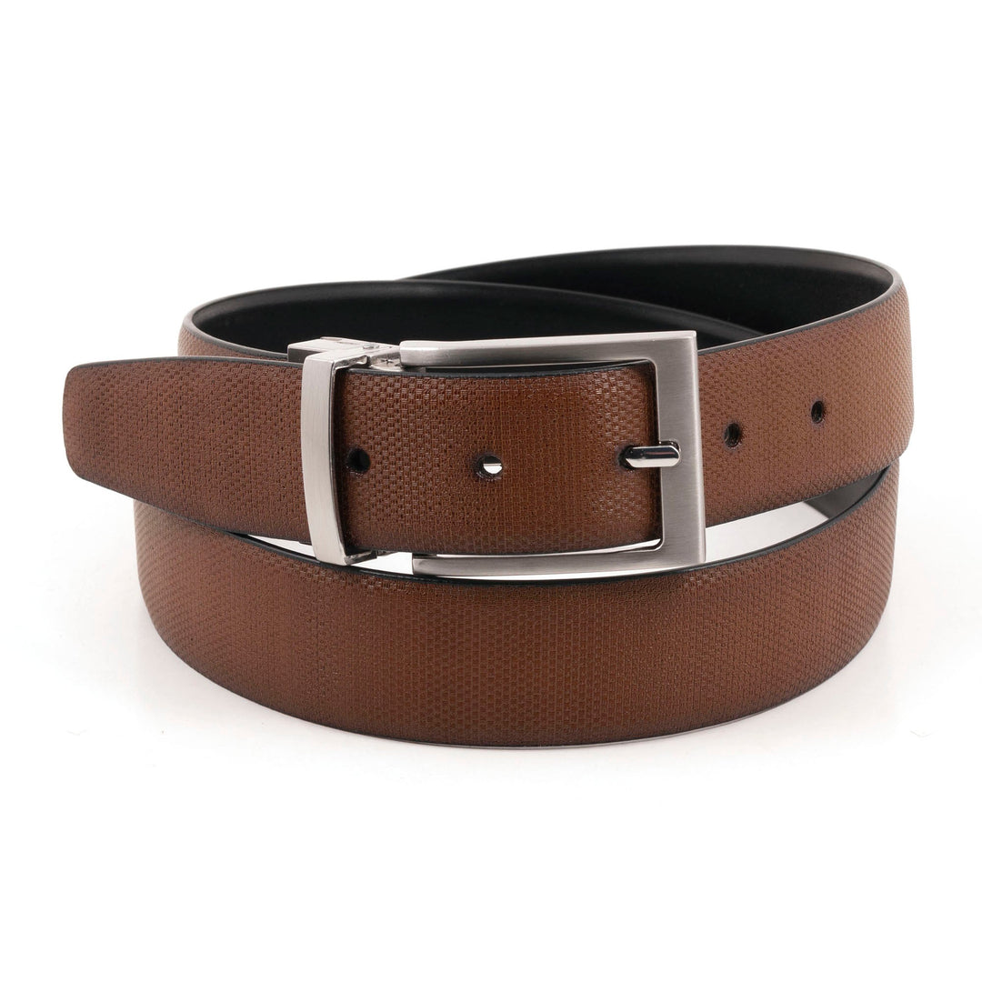 PARC Grid reversible feather edge leather belt