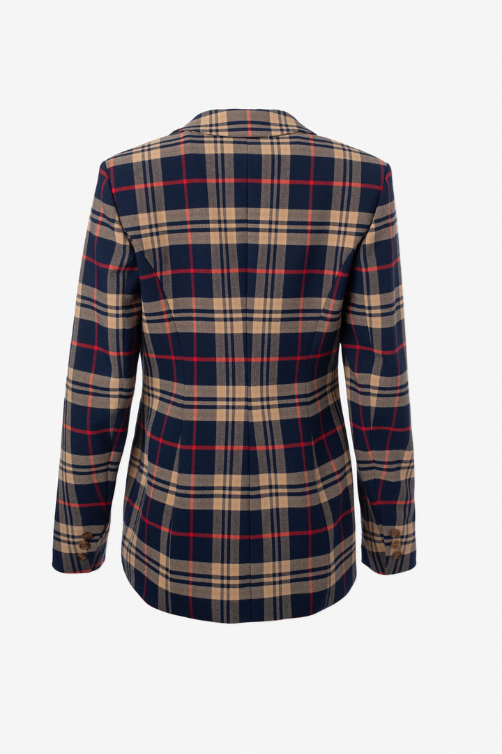 Plaid single button jacket