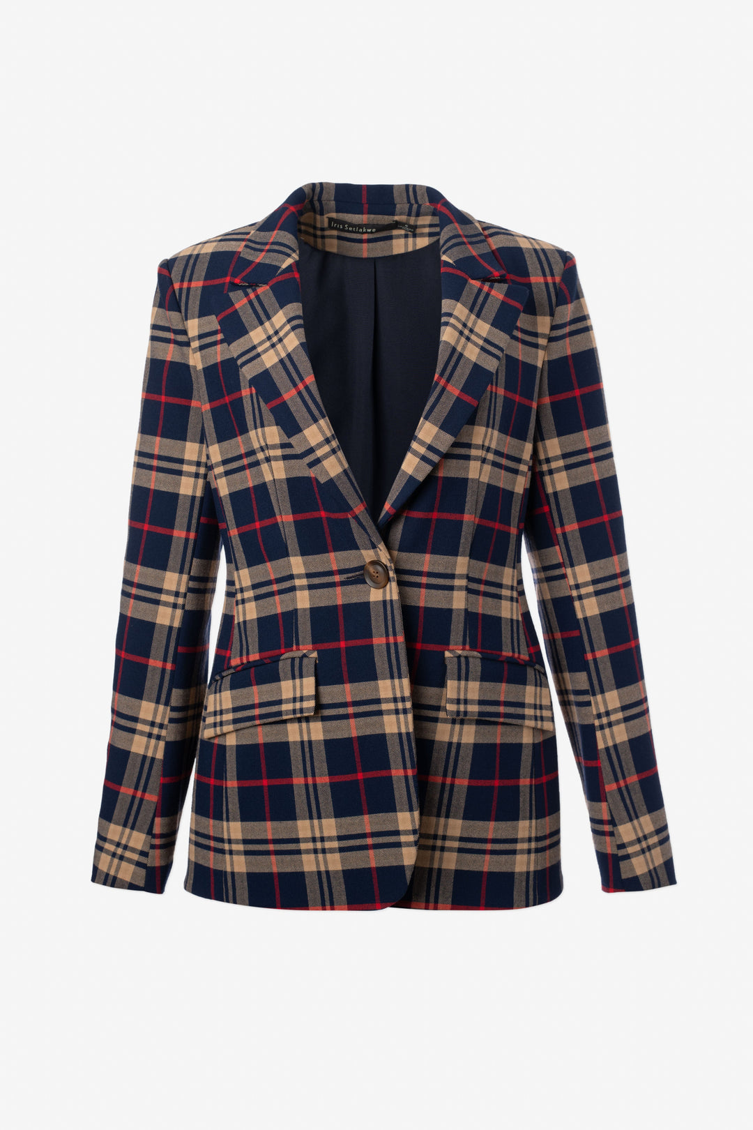 Plaid single button jacket