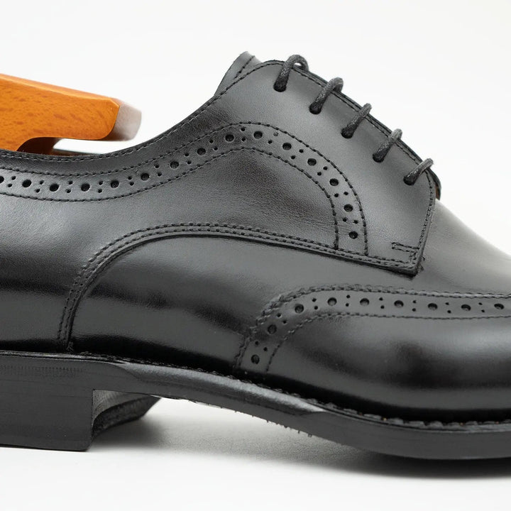 Goodyear welt derby shoes Brogue style Black
