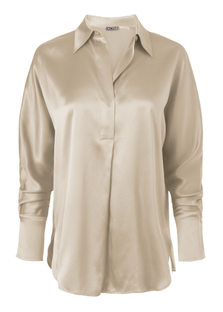 Silk Half Button Down Shirt