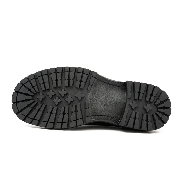 Handcrafted Big Toe Derby Shoes with Thick Sole  Black