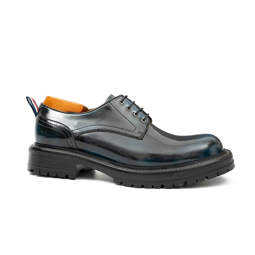Handcrafted Big Toe Derby Shoes with Thick Sole  Blue