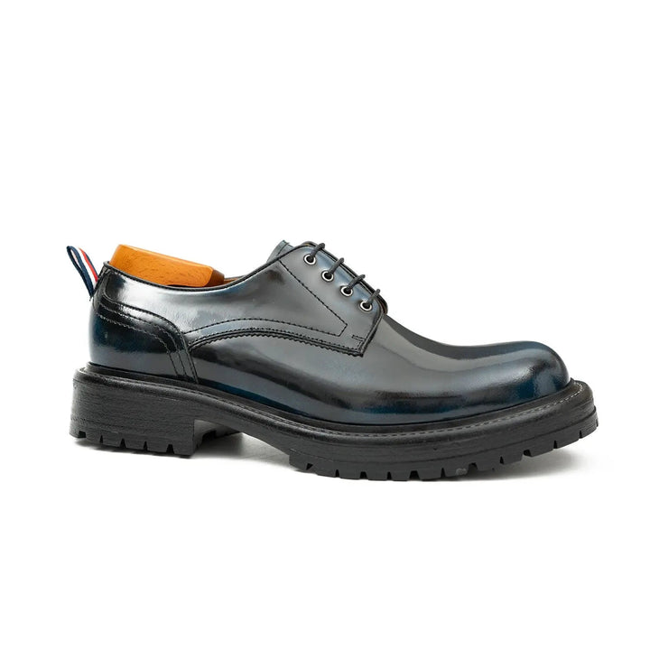 Handcrafted Big Toe Derby Shoes with Thick Sole  Blue