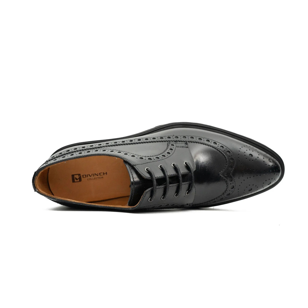 Handmade Chunky - sole Brogue Shoes Black