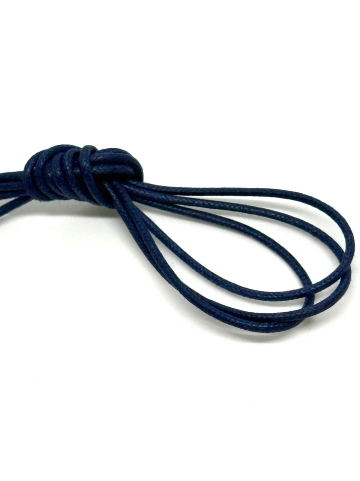 Large Pearl With Criss Cross Design On Grey Linen Cord
