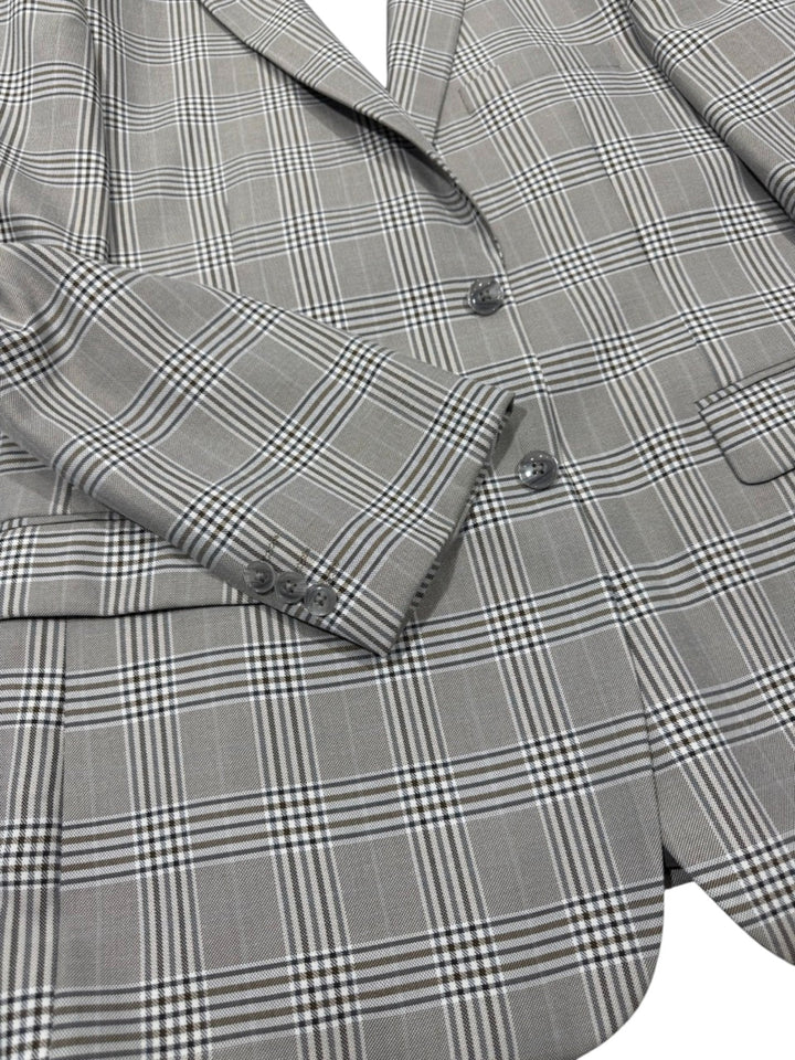Grey multi line plaid sport coat