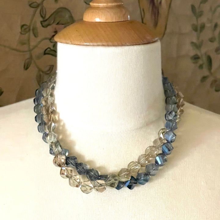 Labradorite Blue Slice Crystal Necklace