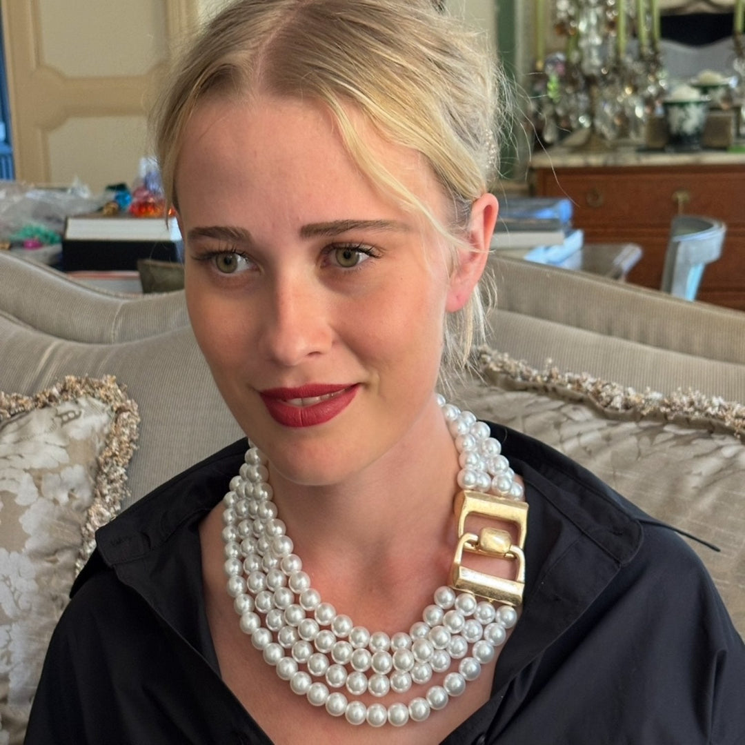 Irena Four Strand Pearl Resin Bead Nesting Necklace
