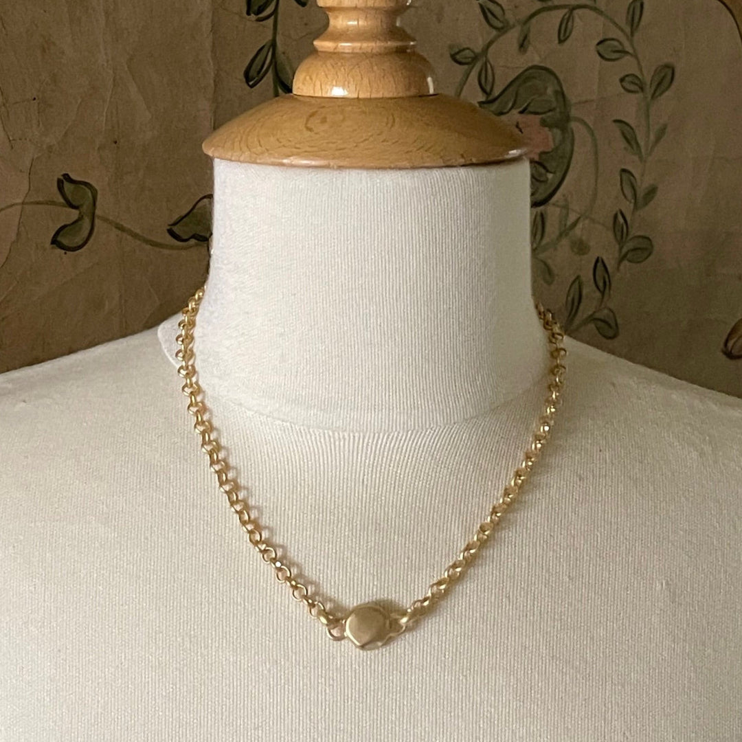 Single Matte Gold Nugget Charm on Rolo Chain