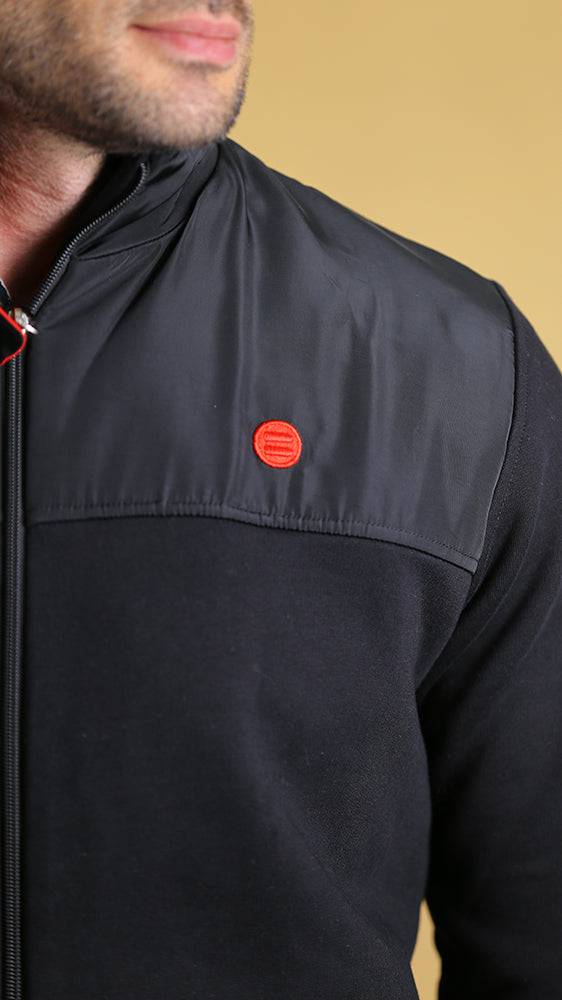 The Quarter-Panel Tech Sweater (black)