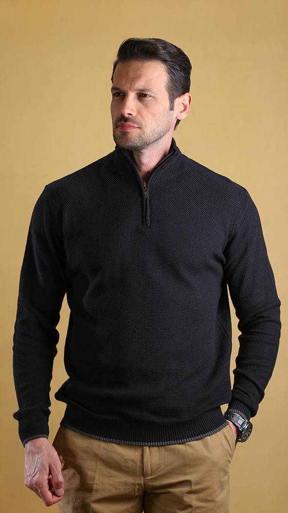 The Quarter Zipper Sweater (Black)