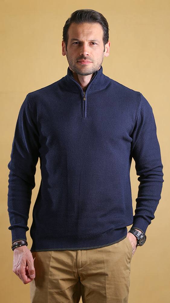 The Quarter Zipper Sweater(Navy)