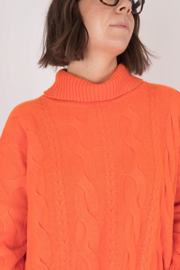 Estheme Roll Cable Knit Cashmere Pullover