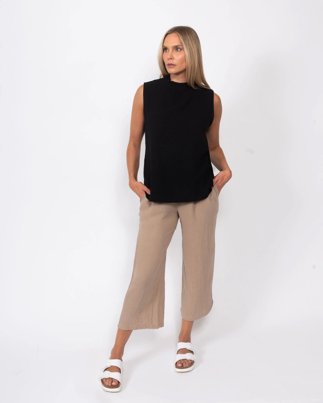 Organic Cotton Gauze Cropped Pant
