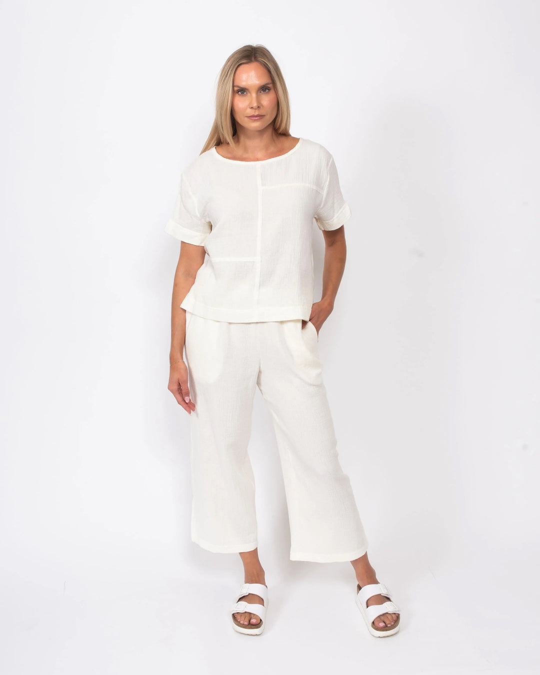 Organic Cotton Gauze Cropped Pant
