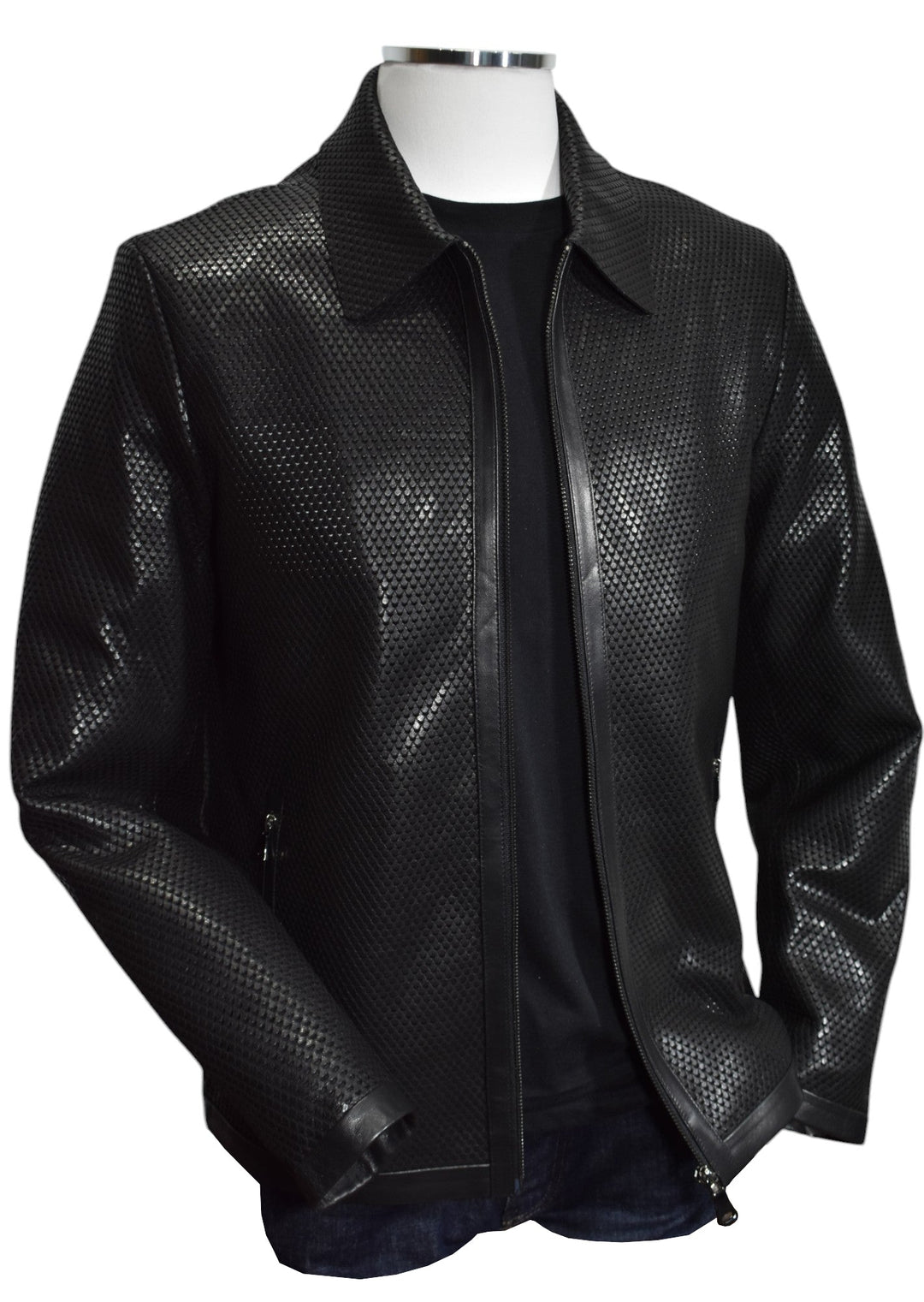 Unleash your bold and confident style with our Marcello Python Stamped Leather Coat.