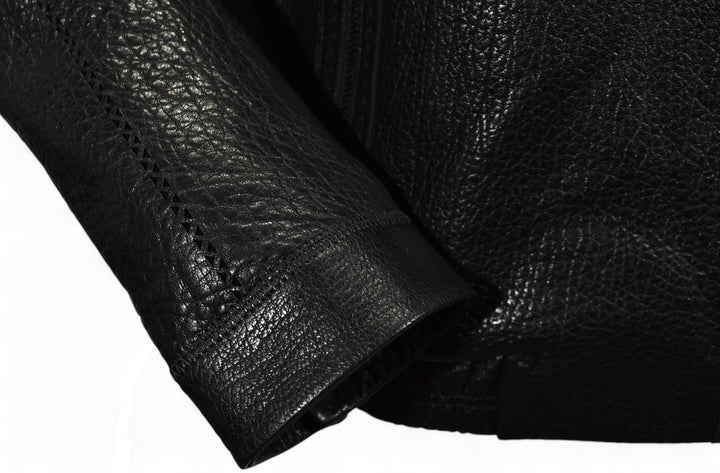 Marcello pebble leather bomber in black.