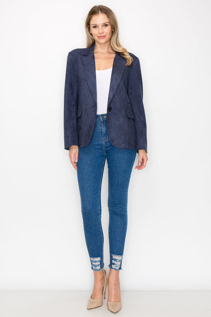 Amy Stretch Suede Blazer Jacket