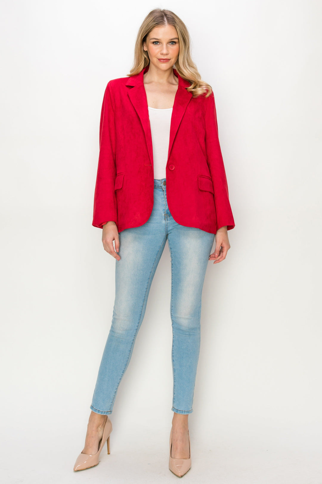 Amy Stretch Suede Blazer Jacket