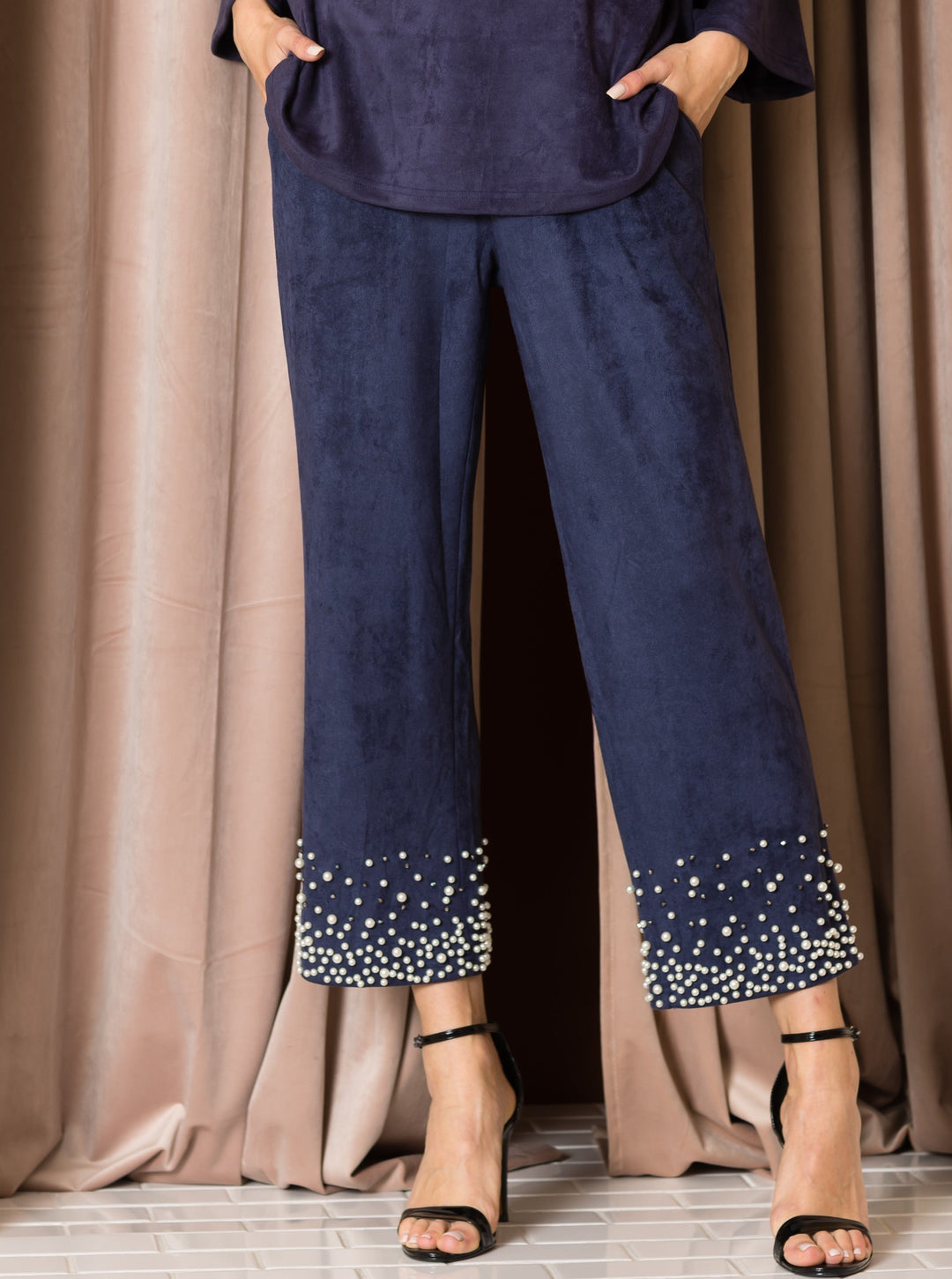Allure Stretch Suede Pant with Pearls