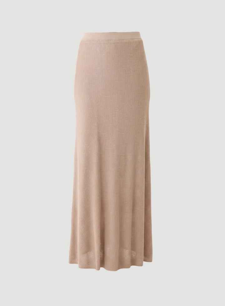 Stretch Linen Micro Rib Knit Maxi Skirt