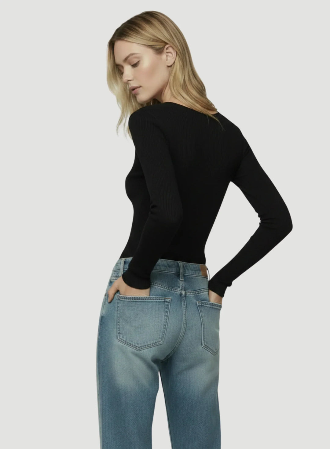 Merino Superfine Rib Long Sleeve V-Neck T-Shirt