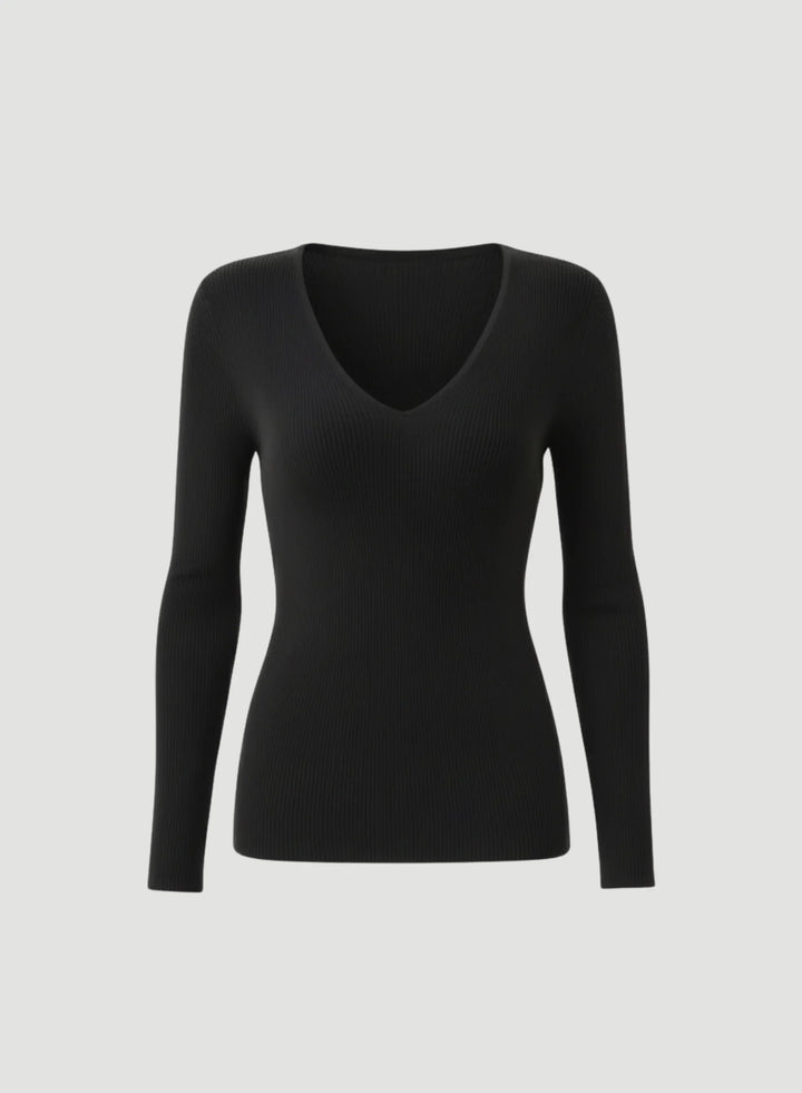 Merino Superfine Rib Knit Elbow Sleeve Mock Neck T-Shirt