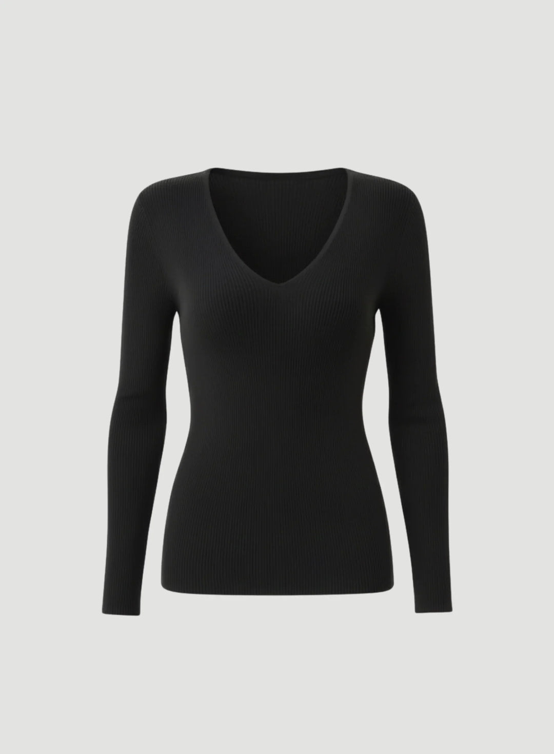 Merino Superfine Rib Long Sleeve V-Neck T-Shirt