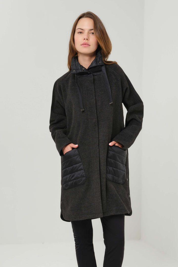 Iki Mixed Media Cocoon Coat