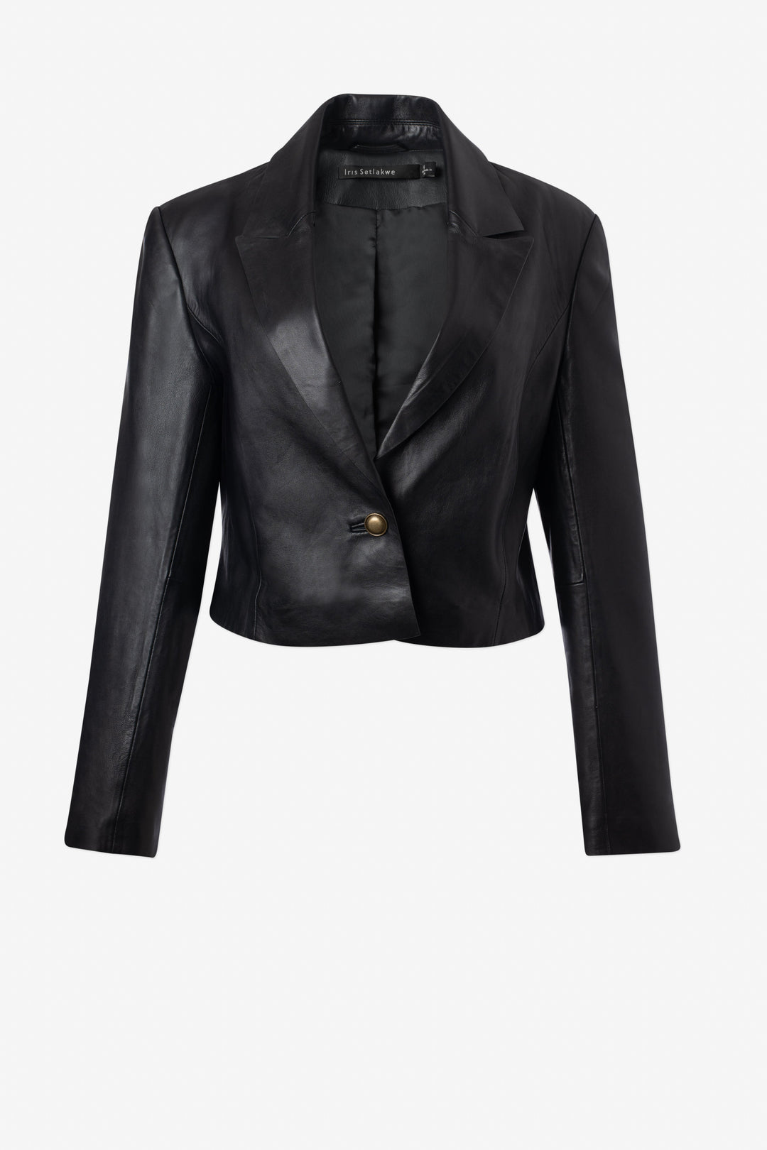 Leather boxy crop jacket