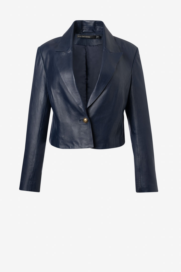 Leather boxy crop jacket