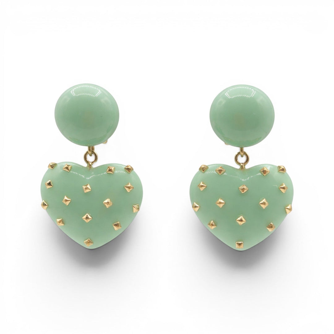 Lavinia Jade Resin Studded Heart Drop Earrings