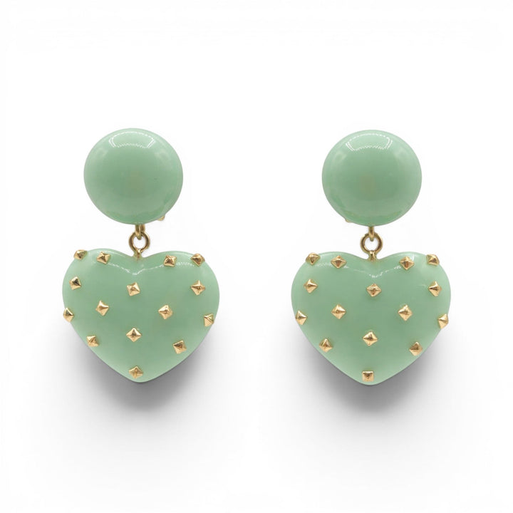 Lavinia Jade Resin Studded Heart Drop Earrings