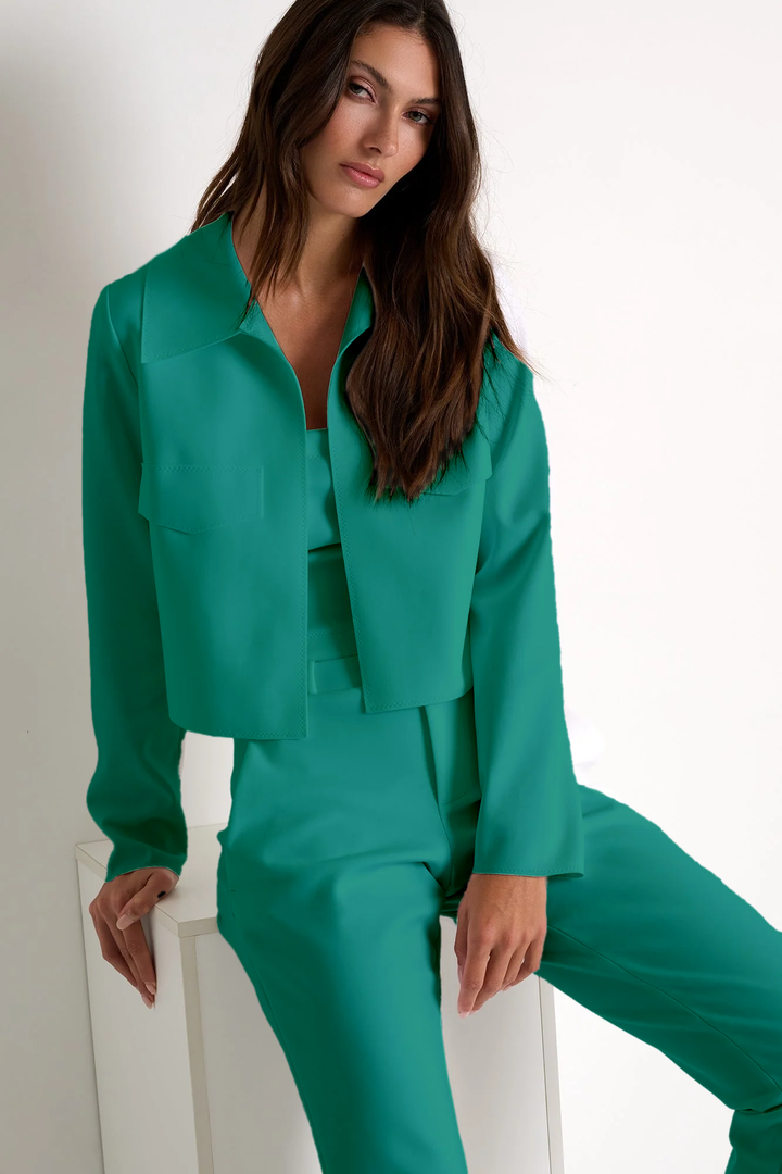 Contemporary Cropped Jacket - Mint Green