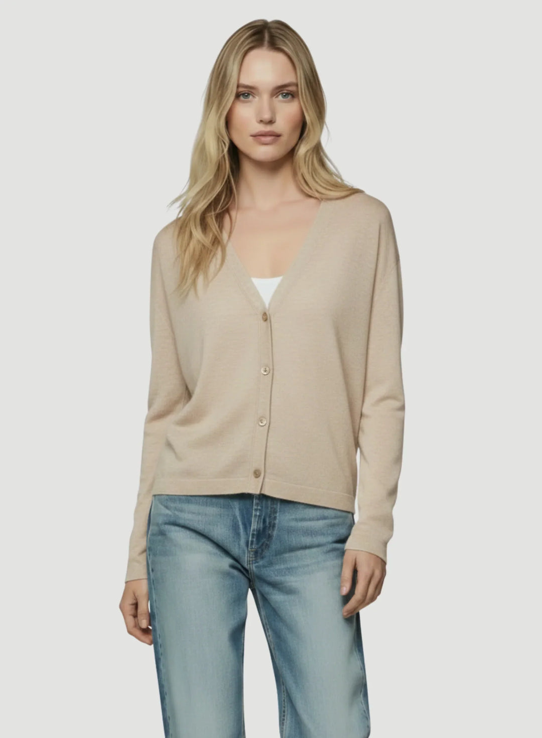 Soft Touch Semi Relaxed V-Neck Cardigan