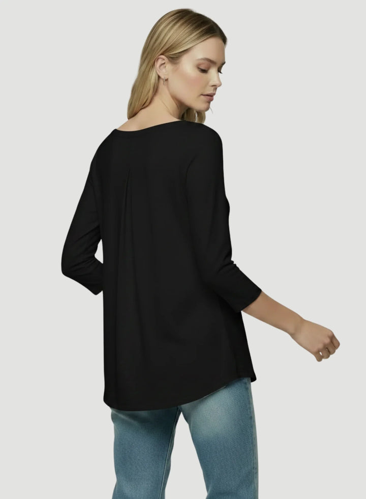 Soft Touch Three Quarter Sleeve Crewneck With Back Pleat T-Shirt - CREW 3/4 SLEEVE - Majestic Filatures North America