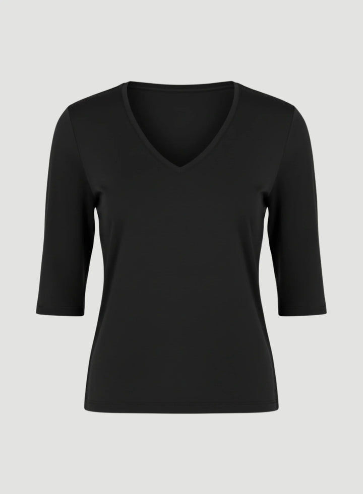 Soft Touch Elbow Sleeve V-Neck T-Shirt